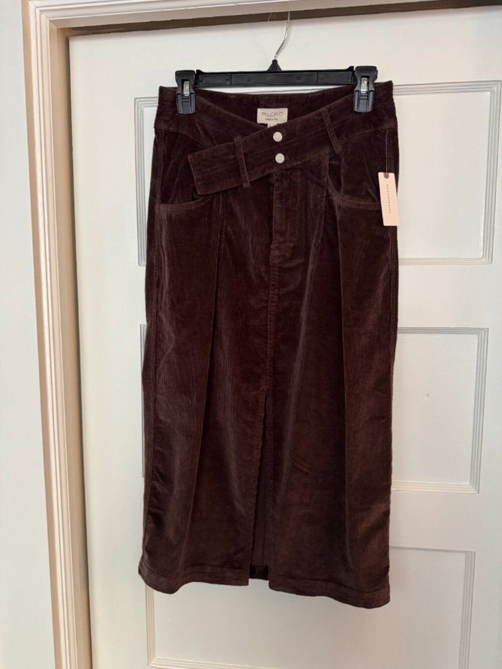 NWT Anthropologie PIlcro Double Waist Corduroy Midi Skirt, Front Slit - Picture 4 of 10
